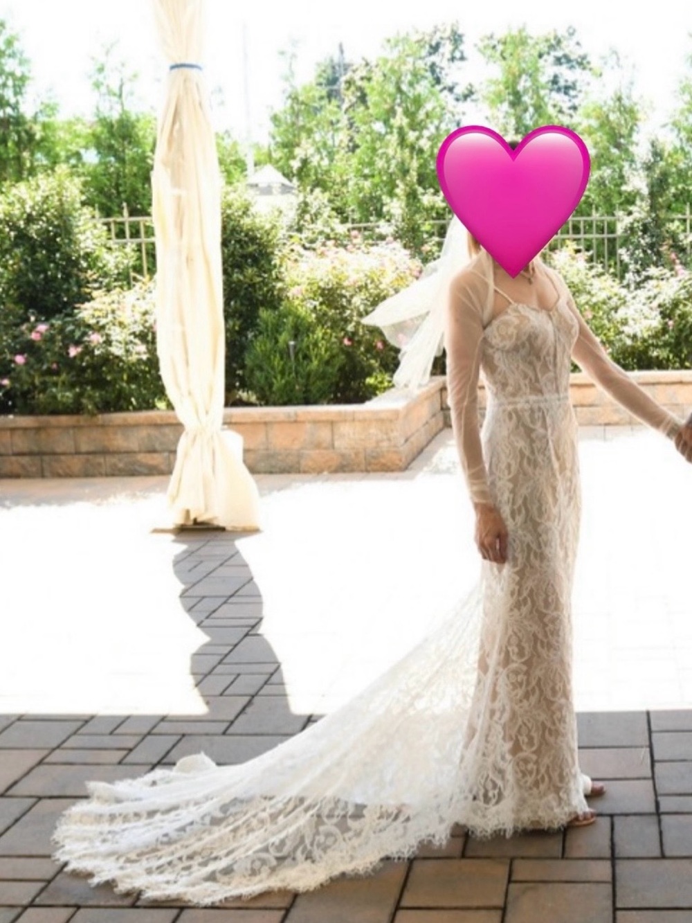 Lace Ivory Wedding Gown with Chapel Train With Removable Sleeves.